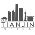 Tianjin china Asia Icon Vector Art Design Skyline Flat City Silhouette Editable Template Royalty Free Stock Photo