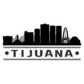 Tijuana Mexico America Icon Vector Art Design Skyline Night Flat Shadow Royalty Free Stock Photo