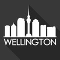 Wellington New Zealand Australasian Icon Vector Art Flat Shadow Design Skyline City Silhouette Black Background