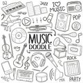 Music Tools Traditional doodle icon hand draw set Royalty Free Stock Photo