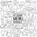 Restaurant Menu Food Traditional doodle icon hand draw set