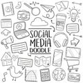 Social Media Traditional doodle icon hand draw set Royalty Free Stock Photo