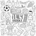 Italy Travel Traditional Doodle Icons Sketch Hand Made Design Vector