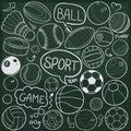 Sport Balls Traditional Doodle Icons Sketch Hand Made Design Vector Royalty Free Stock Photo