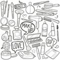 Make Up Traditional Doodle Icons Sketch Hand Made Design Vector