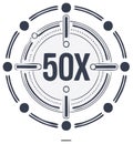Emblematic 50X Numeric Design with Rounded Spokes and Dotted Details Circular Frame for Graphic Applications Royalty Free Stock Photo
