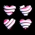 Hearts with Ribbon Banners Shadow 3