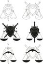 Emblems - symbols of law, order, justice, court