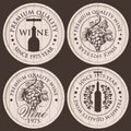 Emblems for wine shop with grapes and bottles