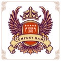 Emblems with wings and crown and ribbon. Stylish and brutal badgess for Business