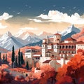 Granada\'s Essence: Alhambra Meets Sierra Nevada in Minimal Art