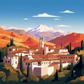 Granada\'s Essence: Alhambra Meets Sierra Nevada in Minimal Art