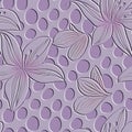 Emboss doodle lines flowers textured 3d seamless pattern. Floral embossed polka dots vector background. Grunge colorful backdrop. Royalty Free Stock Photo