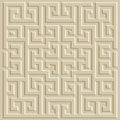 Emboss greek 3d seamless pattern. Embossed relief light vector background. Greek key meanders surface geometric ornament. Abstract Royalty Free Stock Photo
