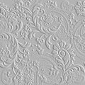 Emboss Paisley floral 3d seamless pattern. Embossed white background. Vintage textured flowers, leaves. Repeat surface vector