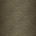 Emboss spiral sircles 3d seamless pattern. Embossed surface background. Repeat abstract relief ornament. Textured ornate golden Royalty Free Stock Photo