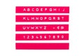 Embossed alphabet on pink plastic tape Royalty Free Stock Photo