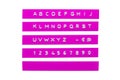 Embossed alphabet on purple plastic tape Royalty Free Stock Photo