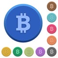 Embossed bitcoin sign buttons