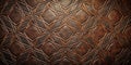 Embossed brown leather texture with geometric star and diamond pattern. Generative AI Royalty Free Stock Photo