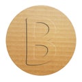 Embossed cardboard letter B, 3 d illustration , circle shape eco friendly alphabet