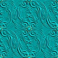 Embossed 3d floral seamless pattern. Vector emboss textured background. Damask grunge repeat backdrop. Surface relief Baroque