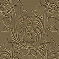 Embossed 3d floral seamless pattern. Vintage emboss textured background. Damask grunge repeat backdrop. Surface relief Baroque Royalty Free Stock Photo