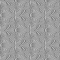 Embossed floral 3d seamless pattern. Emboss surface background. Repeat relief flowers ornament. Abstract textured greek ethnic