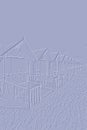 Embossed image of the beach huts at West Mersea, Essex, England