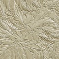 Embossed leafy golden 3d seamless pattern. Beautiful floral relief background. Repeat textured gold vector backdrop. Surface Royalty Free Stock Photo