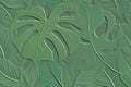 Embossed leafy green 3d seamless pattern. Beautiful floral relief background. Repeat textured green vector backdrop. Surface Royalty Free Stock Photo