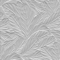 Embossed leafy white 3d seamless pattern. Beautiful floral relief background. Repeat textured white vector backdrop. Surface Royalty Free Stock Photo