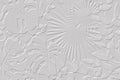 Embossed leafy white 3d seamless pattern. Beautiful floral relief background. Repeat textured vector backdrop. Surface emboss palm Royalty Free Stock Photo