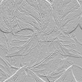 Embossed leafy white 3d seamless pattern. Beautiful relief background. Repeat textured white vector backdrop. Surface emboss Royalty Free Stock Photo