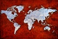 Embossed metal relief of the world map Royalty Free Stock Photo