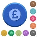 Embossed pound sticker buttons