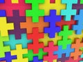 Embossed puzzle wall from colored puzzle pieces Royalty Free Stock Photo
