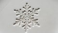 Embossed snowflake design on a smooth, white surface. The snow Royalty Free Stock Photo