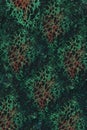 Abstract textile with spot texture: green and red lurex on a black background Royalty Free Stock Photo