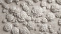 embossed wallpaper 3d classic flowers stone carving . 3d illustration