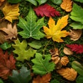 Vibrant leaves adorn the forest, with patches of lively green moss.