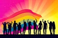 Celebrating Diversity: People Silhouettes and the LGBT Rainbow Flag - Generative AI