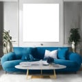 Embrace Elegance: Luxurious Blue Sofa Frame Mockup for Interior Design