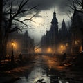 Dreary Gothic Christmas: Dark and moody town,