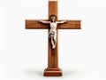 Jesus Christ Wood Cross On A White Background