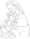 The Embrace of God. Jesus hugging girl Royalty Free Stock Photo