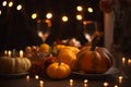 Halloween Table Top: Decorations, Enchanting Bokeh, and Haunting Background