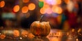 Halloween Table Top: Decorations, Enchanting Bokeh, and Haunting Background