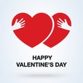 Embrace Heart Shape and happy valentine day. vector illustration