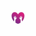 Embrace Heart Shape Logo design vector template. Love Hand Logo